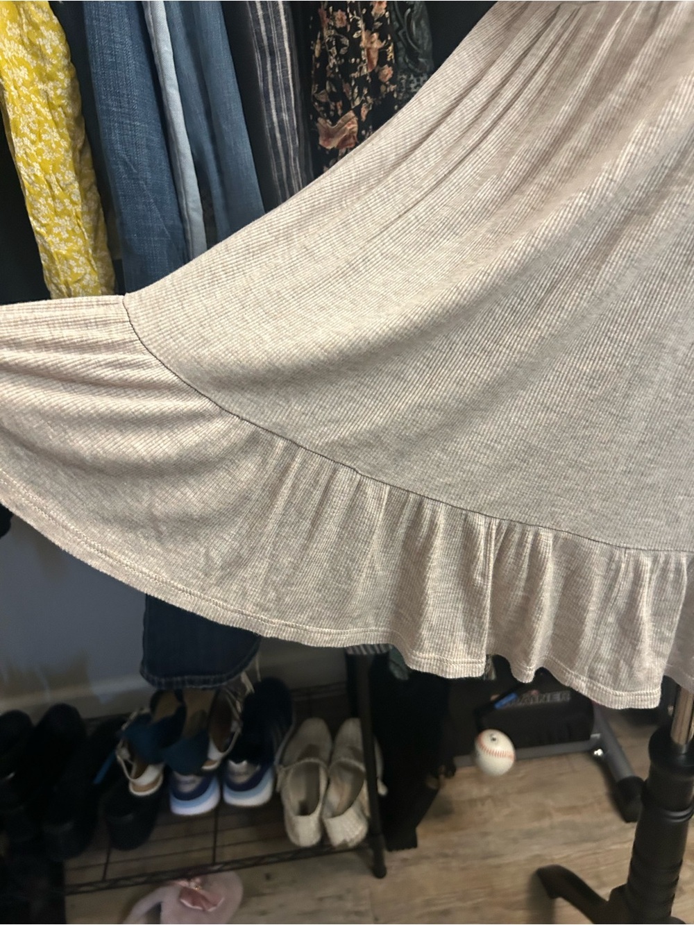Beige Ruffle-Hem Mini Dress - Picture 2 of 2
